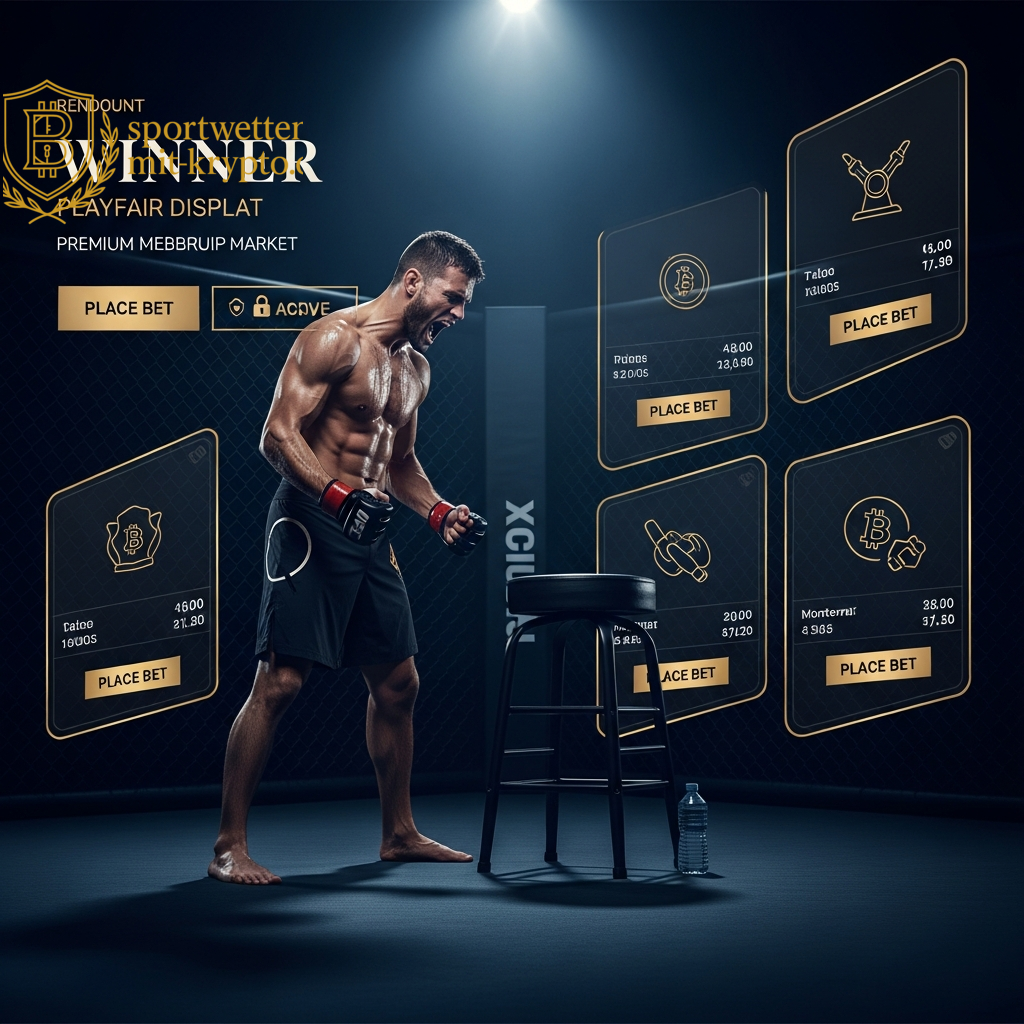 Triumphant MMA fighter celebrating victory, symbolizing the strength of the Ivory Coast team, with crypto betting interface elements.